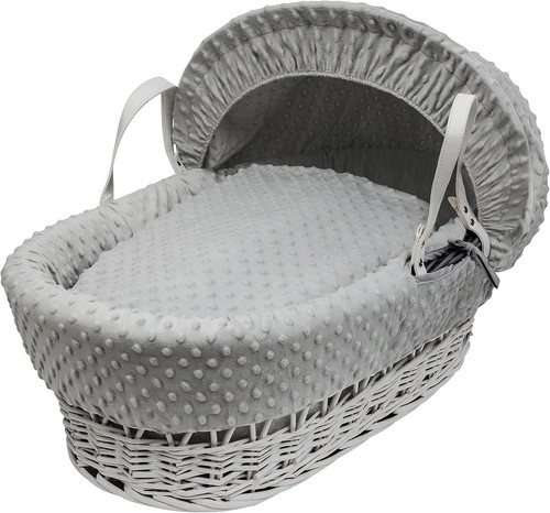 Embroided wicker moses basket - wicker,