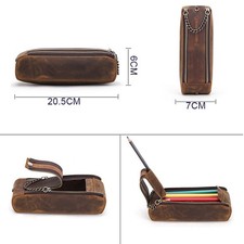 Leather Zipper Pen Pencil Case