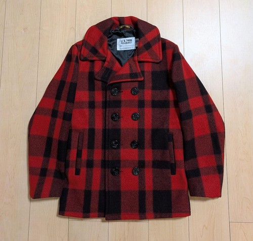 Schott plaid pea coat jacket - schott,