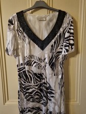 Women's Ann Harvey Maxi Dress & Scarf Black White Chiffon  Devore UK 24