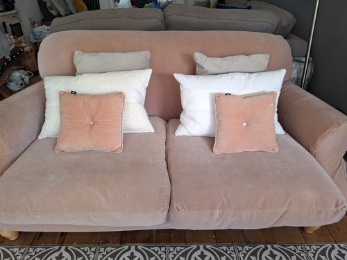 Pink velvet seater sofa - pink,