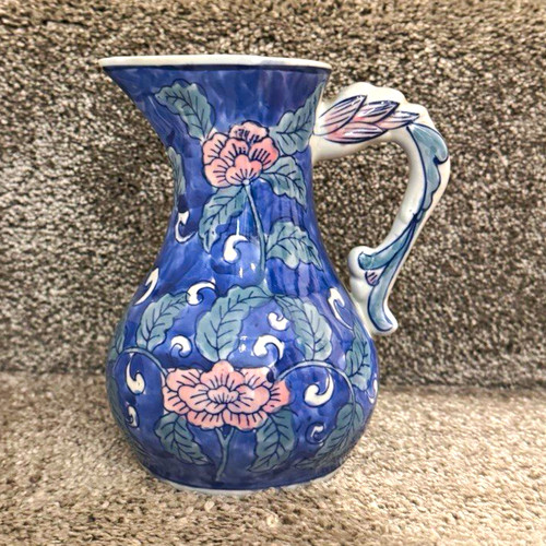 Blue pink white floral - floral, chinese