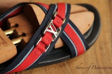 Louis Vuitton Blue Red Canvas LV Sandals Sliders Shoes Mens UK 11.5 US 12.5