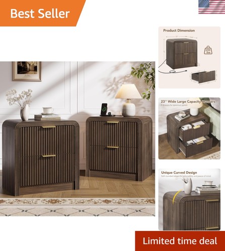 Wide fluted nightstand - wide,