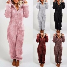 Womens 1Onesie Teddy Bear Fleece Pyjamas Fluffy All In One Jumpsuit Loungewear