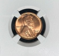 1947 LINCOLN WHEAT CENT ~ NGC MS 66 RD ~BEAUTIFUL COIN~REF#02-079