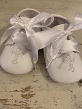 Unisex White Christening Shoes