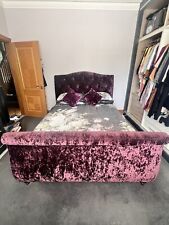 Stylish Crushed Velvet Wingback Chesterfield Bed Frame, Winged Bed, All Sizes