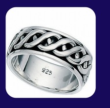 Gents Sterling Silver Celtic Rotating Spinner Worry Ring 925 Hallmark