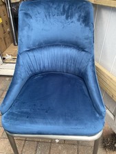Blue velvet dining tub chair with  frame metal EX DISPLAY