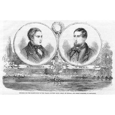 Struggle for the Thames Rowing Championship; Chambers & Kelly-Antique Print 1859