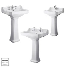 Nuie Richmond Traditional Wash Basins Full Pedestal Bathroom Sink White Ceramic