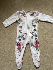 Ted Baker Baby Girl F Rlar Babygrow Sleepsuit  6-9months White Floral