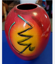 Peter Harris Vase Anita Harris Pottery TRIAL Piece Signed in Gold 