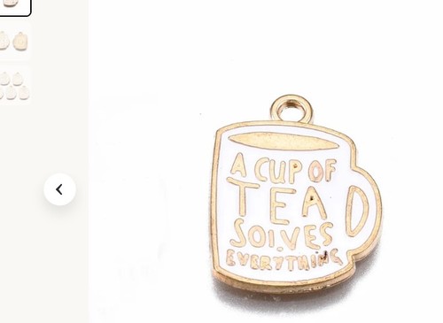 Gold tone white enamel - gold, cup