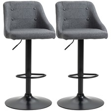 Grey Linen Bar Stools Set of 2