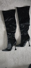 Black PVC Thigh Boots 8UK Women's