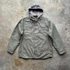 Khaki and grey hooded workwear