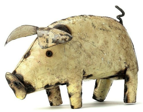 Metal pig garden ornament - metal,