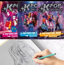 1 X KPOP DEMON HUNTERS HUNTRIX TRACE DRAW AND COLOURING BOOK GIFT