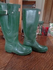 Vintage Hunter Adjustable Side  Wellington Green Boots Made In Scotland  UK 5