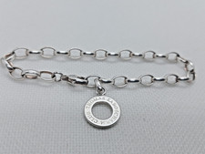 Signed 925 Silver Thomas Sabo Charm Club Oval Link Charm Carrier Bracelet 7"