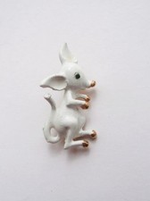 BN Vintage 1980's Gold-Tone Metal & White Faux-Enamel Mouse Brooch UK Deadstock