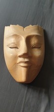 Indonesian Wooden Mask Hand Carved 6x4.5" Wall Hanging