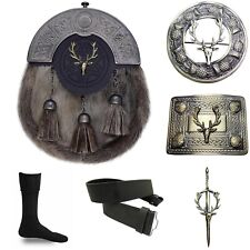 Stage Head Sporran Six Pieces Kilt Set Scottish Kilt Antique Sporran Outfit