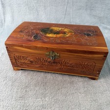 Vtg 50's Carved Cedar Chest