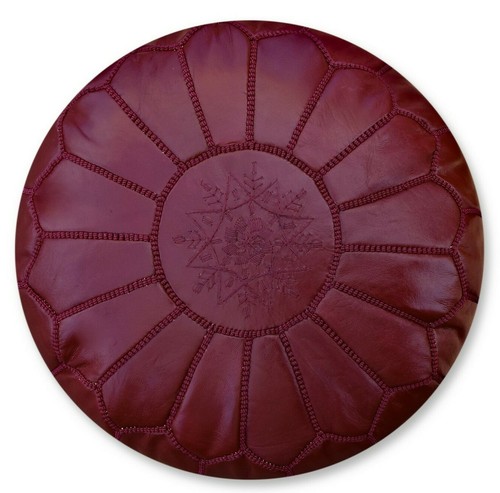 Moroccan leather pouf full - leather,