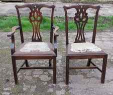 Pair of Antique His & Hers Chairs, One being a Carver