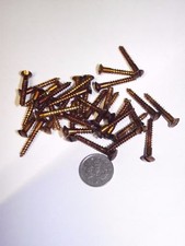  4 - 6 - 8  - 'ANTIQUE COPPER' FINISH - BRASS RAISED HEAD WOOD SCREW - 25's