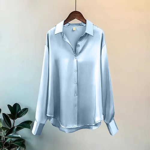 Womens satin silk plain shirt - satin,