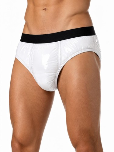 Shiny nylon padded briefs - nylon,