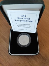 1994 Tercentenary Bank of England Silver Proof 2 Pound Coin Uncirculated