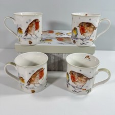 Winter Robins Set Of 4 Mugs Gift Box By Jennifer Rose The Leonardo Collection 
