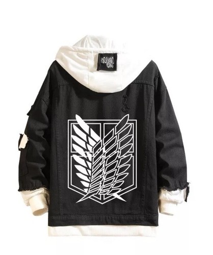 Attack titan denim hoodie - attack,
