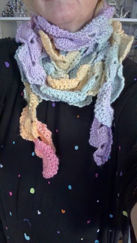 Handmade crochet ruffle scarf - ruffle,
