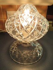 Vintage Diamond Pattern Cut Crystal US Zone Germany Boudoir Table Lamp Working