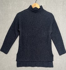 Bartolini Italy Wool Cashmere Mock Neck Rib Knit Sweater Tunic Top Women’s L 