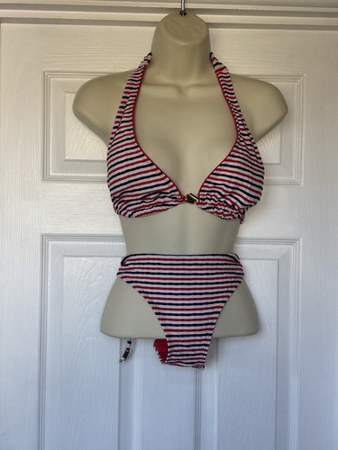 Blue red striped halter - blue,