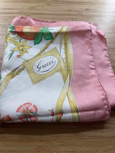 Gucci silk scarf floral fruit - scarf,