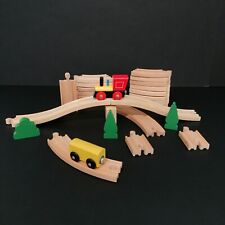 Wooden Train Starter Set Bundle Track Road Train Scenery 27 Piece Traditional 