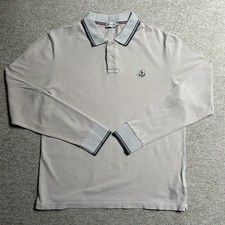 Moncler Long Sleeve Polo Shirt - Size L - Beige Tan Mens 