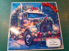 New Handmade Christmas Truck Themed Christmas Card Size 8" X 8