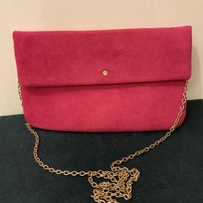 Accessorize Women Ladies Hot Pink Velour Clutch Handbag