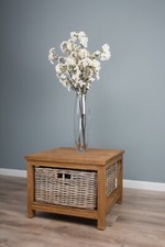 Reclaimed Teak Storage Unit with 1 Natural Wicker Basket