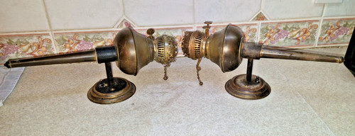 Pair antique brass kerosene - antique,