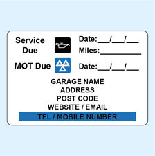 100 MOT Service Reminder Sticker With Your Name and Address Garage Stickers